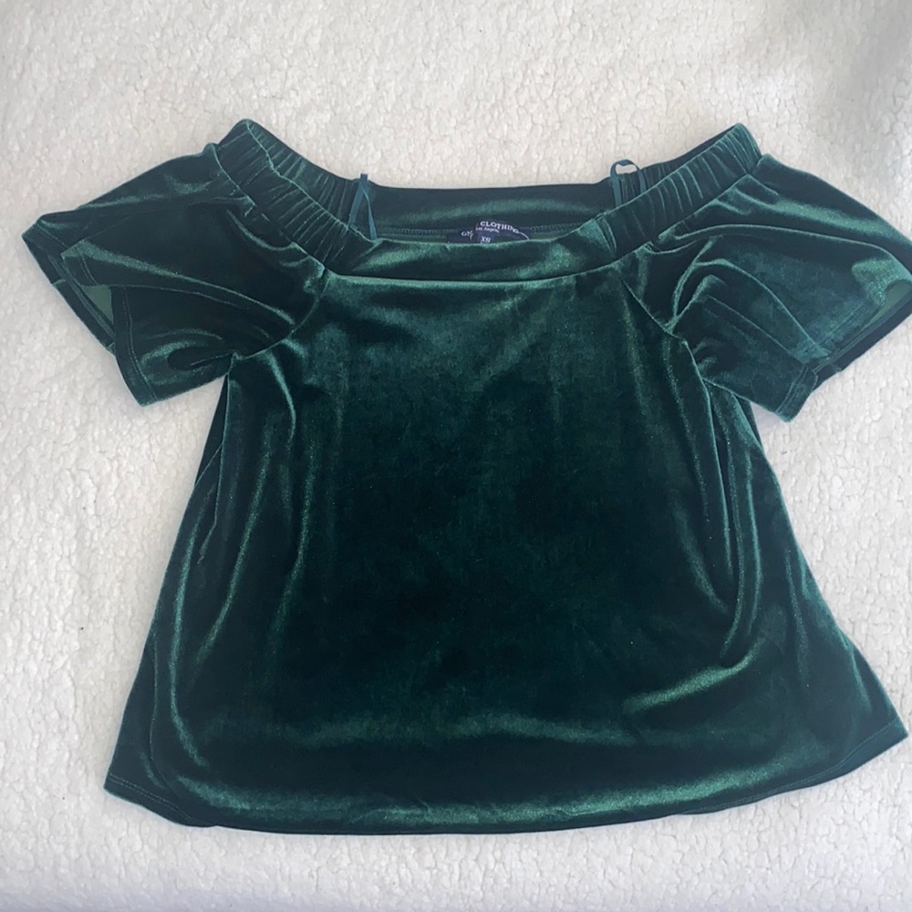 NWT velvet green off the shoulder top